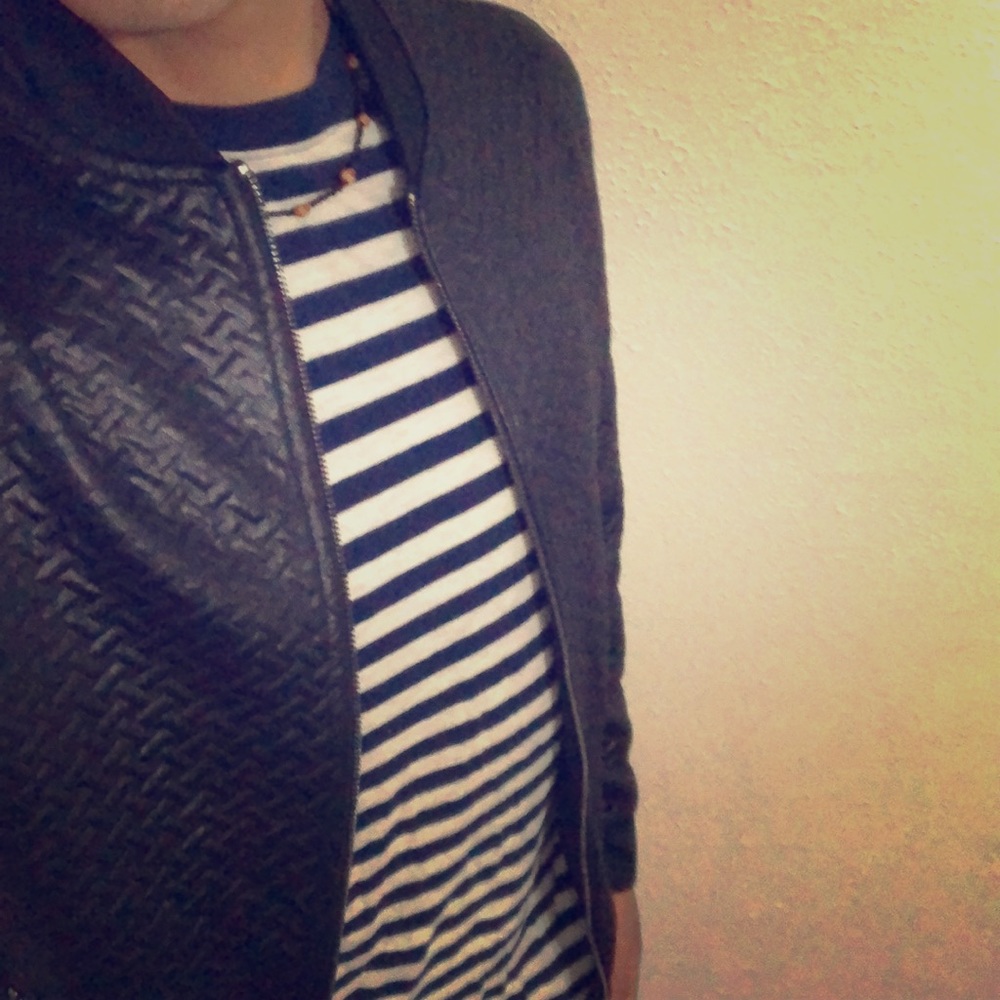 Striped navy blue and white T-shirt